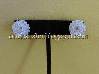 White Shamballa Ear stud  (6)