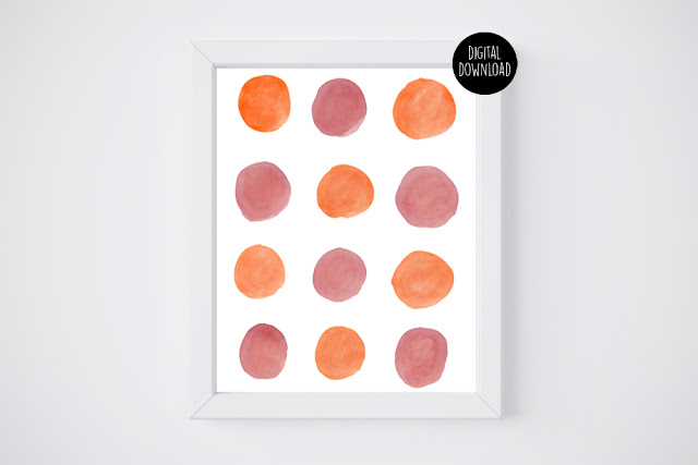 orange and brown watercolor circles painting // 8x10 // printable digital download