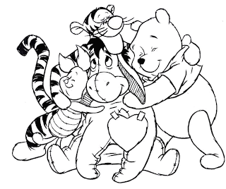 Winnie the Pooh abrazado con Todos su amigos