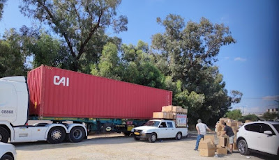 Israel Relief Aid Container Unloading in Haifa