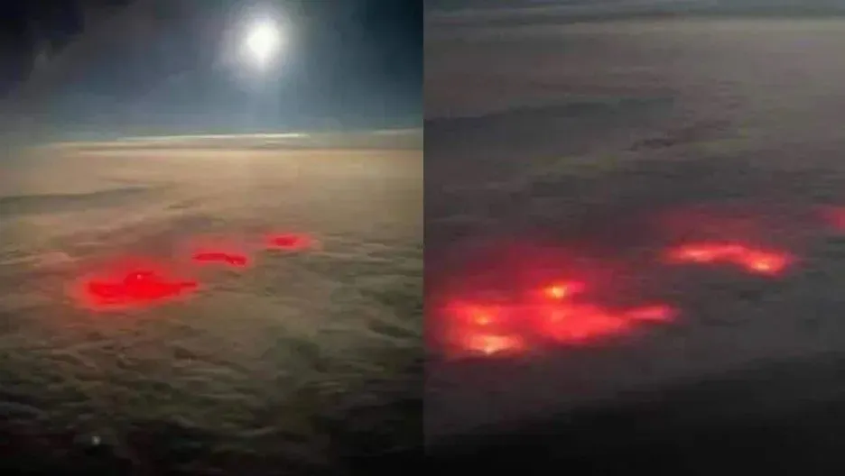 A pilot saw a mysterious red glow over the Atlantic Ocean