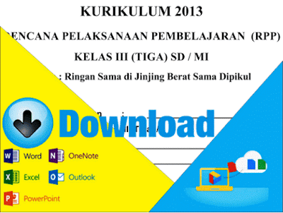 Download RPP Kurikulum 2013 SD Kelas 3 Tema Ringan Sama Dijinjing Berat Sama Dipikul Semester 1