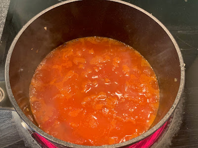 Saucepan of pasta tomato sauce