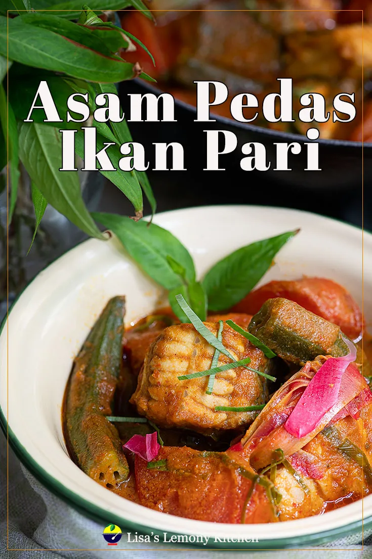 Asam pedas or Asam padeh  means sour spicy, a classic favourite dish among Malaysians. Tamarind paste and dried chillies soup based, using skate fish.