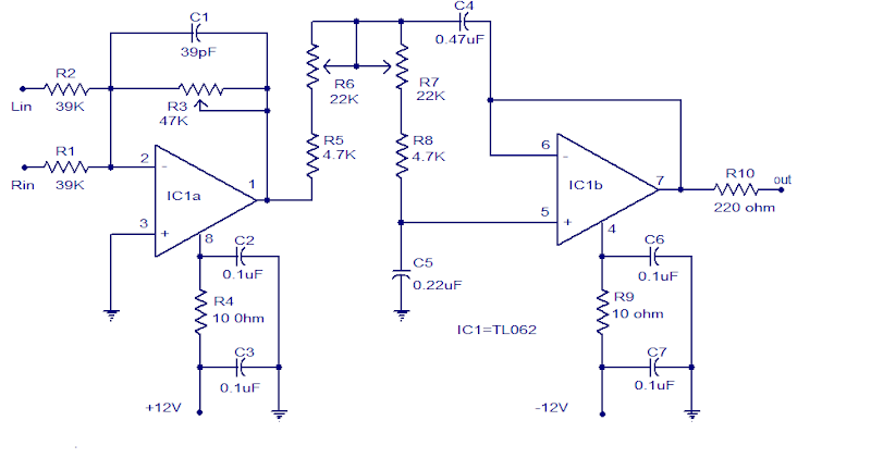 TL062 Subwoofer Low Pass Filter