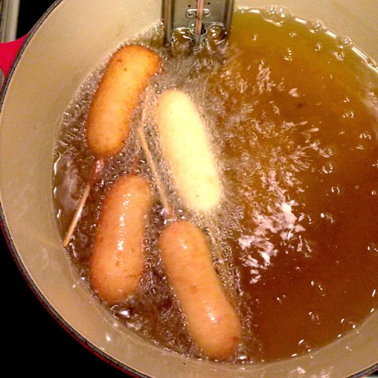 Deep frying hot dogs