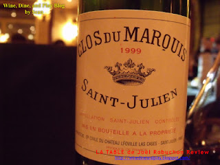 The Clos Du Marquis Bordeaux wine as an example of judging and critiquing a restaurant for have a good or poor selection of fine wines. This is an example of a good selection.