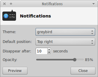 Xfce Notifications Configuration