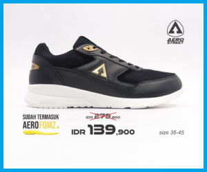 Aerostreet Osaka Hitam Emas Sepatu Sneakers Casual Sport Pria Wanita