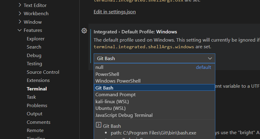 cara ganti terminal vscode