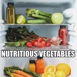 nutritious vegetables and Fresh produce are kept in the refrigerator.