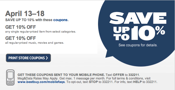 best buy printable coupons april 2011. Printable Coupon: 10% off at