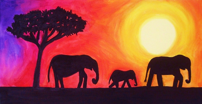 Elephant%2BSilhouettes%2BPainting