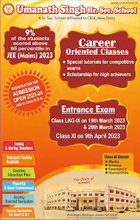 *Umanath Singh Hr. Sec. School # 9% of the students scored above 95 percentile in JEE (Mains) 2023 # Career Oriented Classes • Special tutorials for competitive exams • Scholarship for high achievers # REGISTRATION FOR ADMISSION OPEN 2023-24 LKG to Class IX & XI # Entrance Exam # Class LKG-IX on 19th March 2023 & 26th March 2023 # Class XI on 9th April 2023 # Loving & Caring Teachers # Transport Facility Available # Creative Education Plan # Peaceful & Good Environment # Activity Oriented Curriculum # Special Curriculum for Sport & Art # Class XI Stream • Maths • Science • Commerce • Humanities #The Choice of Winners # Shankarganj, Maharupur, Jaunpur (UP) 222180 #CONTACT US 9415234208, 7705805821, 9839155647 # www.unsschool.in*