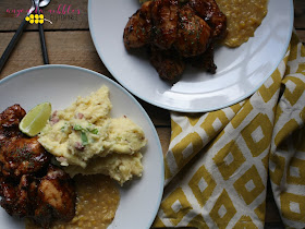 Two plates of succulent gluten free barbecue chicken thighs from Anyonita Nibbles