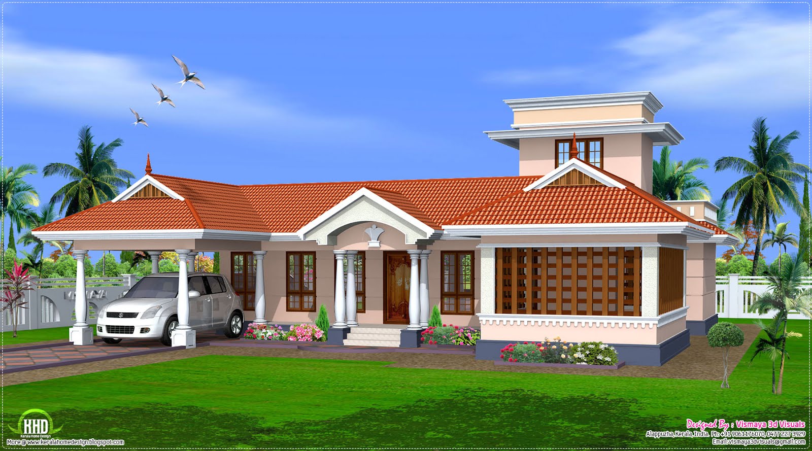 Kerala style single floor house design | House Design Plans