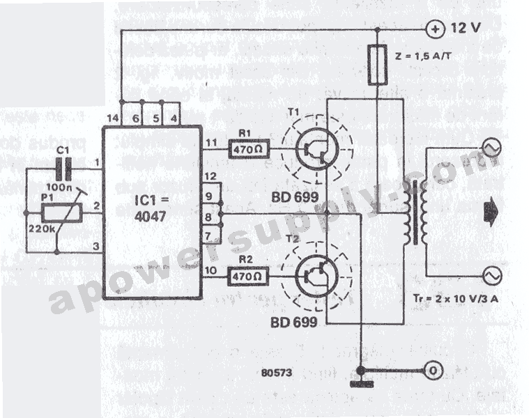 12VDC 220VAC Inverter Using Cmos CD4047 Koleksi Skema 12VDC 220VAC Inverter Using Cmos CD4047 Koleksi Skema