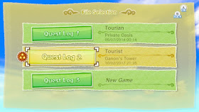 the file menu with a normal mode file named Tourian and the 2nd Quest named Tourist