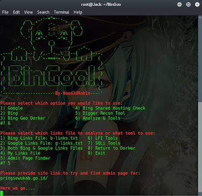 Mencari Halaman Admin dengan BinGoo Scanner di Kali Linux