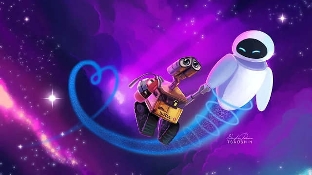 Wall E e Eve para Plano de Fundo