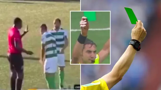What is a green card in football and what happens when a player receives one?