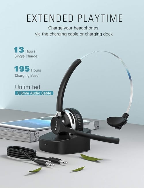 Mpow BH433A Bluetooth Headset V5.0 with Charging Base