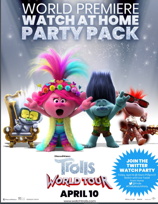 Trolls World Tour Watch At Home Premiere Party and Activities