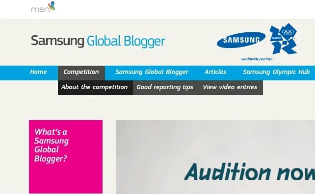 The chance for you to be a reporter at London 2012 Olympic Games. Here’s how. #SamsungGlobalBlogger