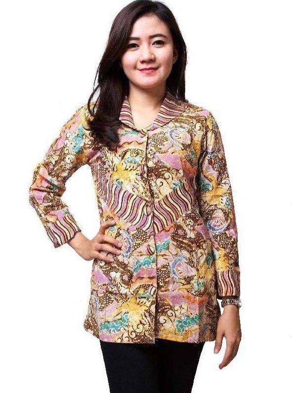 16 Inspirasi Populer Model Baju Atasan Batik Lengan 