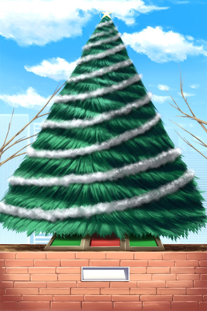 Big Christmas Tree Anime Background (day)