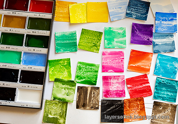 Layers of ink - Color Sampler Art Journal Tutorial by Anna-Karin Evaldsson. Paint with Zig Kuretake Gansai Tambi watercolors.