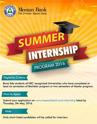 Meezan Bank Summer Internship