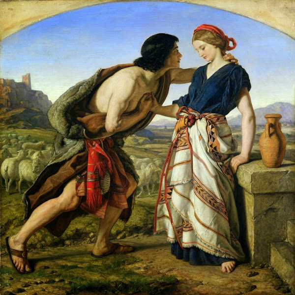 Jacob and Rachel, William Dyce, Illustrated Bible Stories, Old Testament Stories, Religious art, Sacred art, Hebrew events