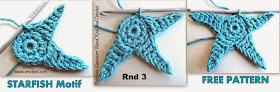 five point star, free crochet patterns, how to crochet, motif, star, starfish, 