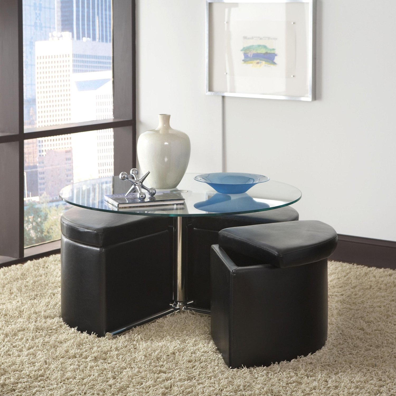 Total Fab: Form & Function: Cocktail and Coffee Tables with ... - Round Glass Top Coffee Table with Storage Ottoman Seating Underneath