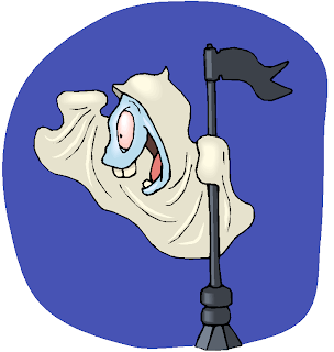 Ghost at Tower Halloween Clipart