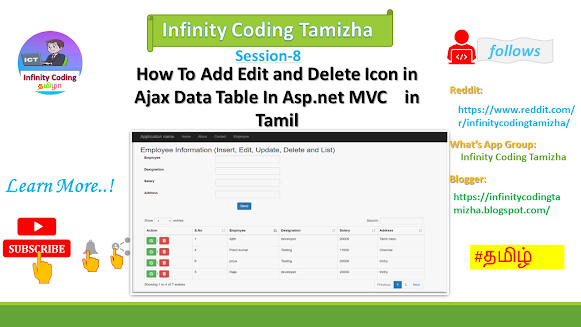 add edit and delete icons in ajax datatable
