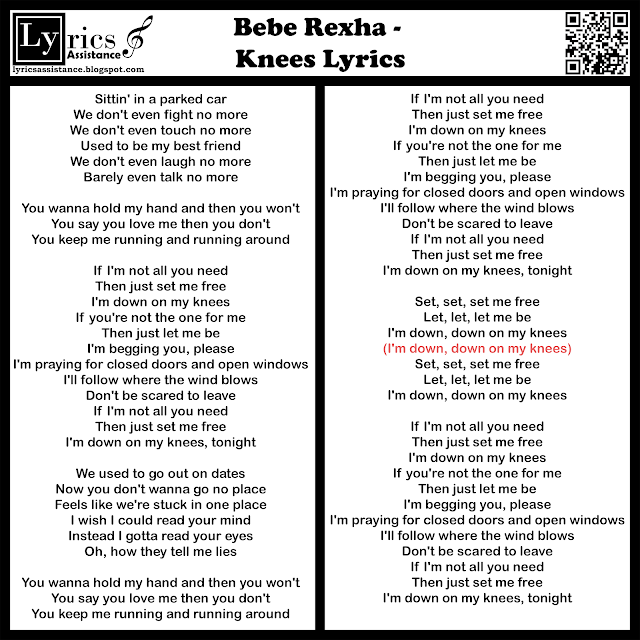 Bebe Rexha - Knees Lyrics | lyricsassistance.blogspot.com