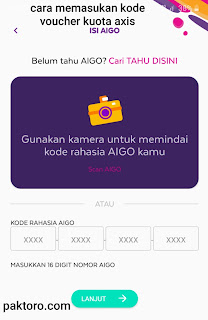 Cara memasukan kode voucher kuota axis