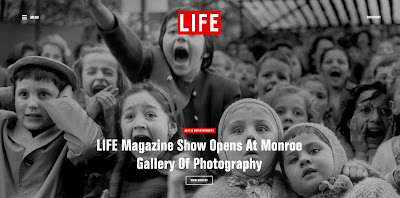 screen shot of graphis with article title over phot of children watching a puppet show by Alfred Eisenstaedt