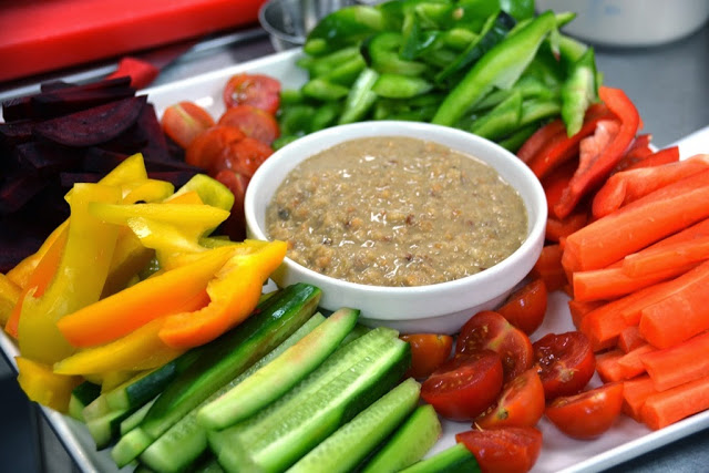 vegetables with a dip