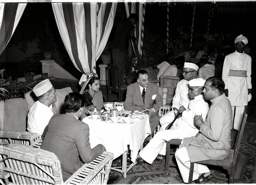 Members of the Turkish Press Delegation photographed at an At Home given in their honour by Shri Binod U. Rao, Director of Public Relations, Hyderabad Government in Hyderabad on March 5, 1952. Dr. Esmer one of the delegates is seen in this photo chatting with First elected Chief Minister of Hyderabad State Burgula Ramkrishna Rao |  First Elected Chief Minister of Hyderabad State Burgula Ramakrishna Rao Rare Photos | Rare & Old Vintage Photos (1952)