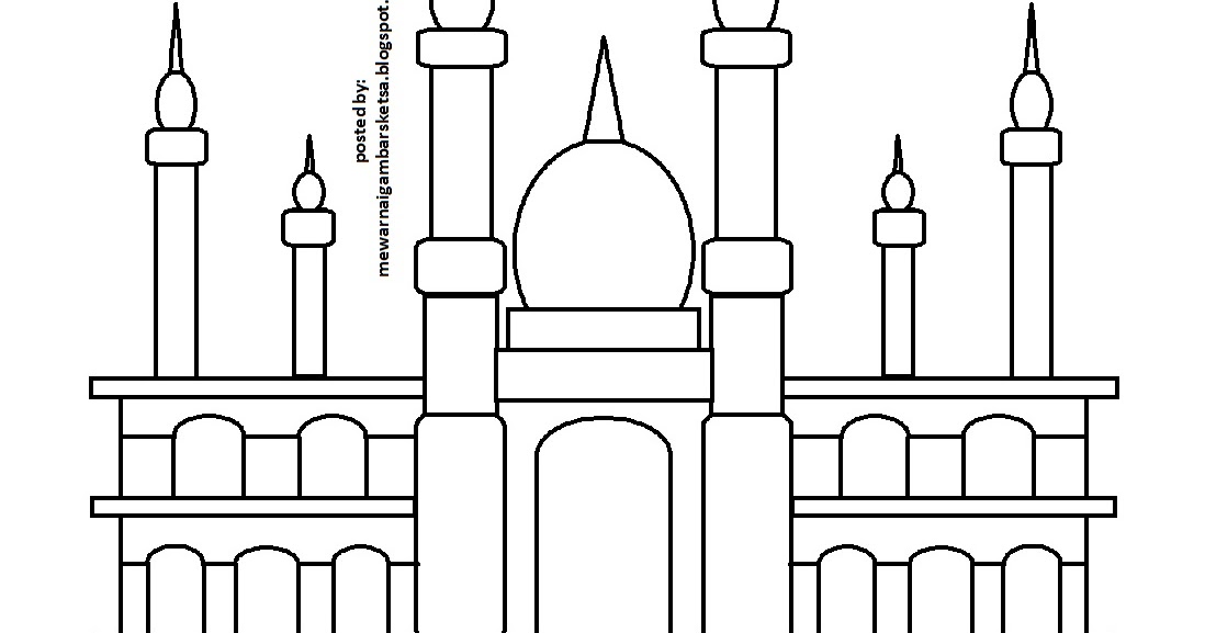 Mewarnai Gambar Sketsa Masjid 25