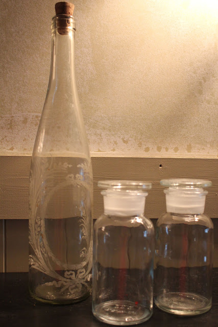 and we found some glassware to add to the vintage bottles and lab glass we