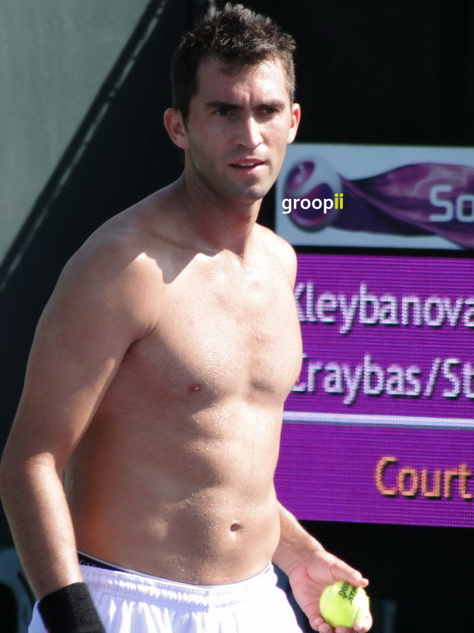 from Romania and he was shirtless on practice court in Miami Open