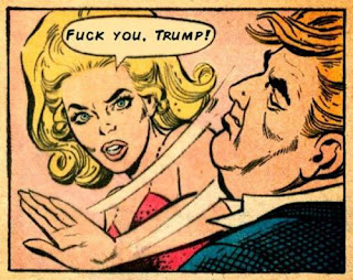 Blonde woman slaps Donald Fucking Trump and says "Fuck You, Trump!"