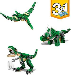 Coffret Légo creator 3 en 1 Dinosaure féroce, T-rex, tricératops, diplodocus. Construction en briques légos - Jeu pour enfant