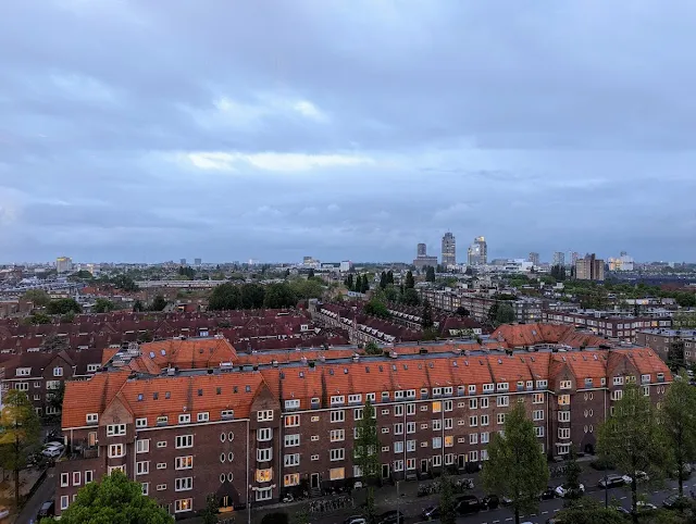 View from the top floor bar at the Okura Hotel in Amsterdam