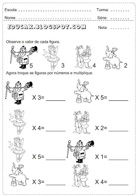 Atividades de matemática multiplicar