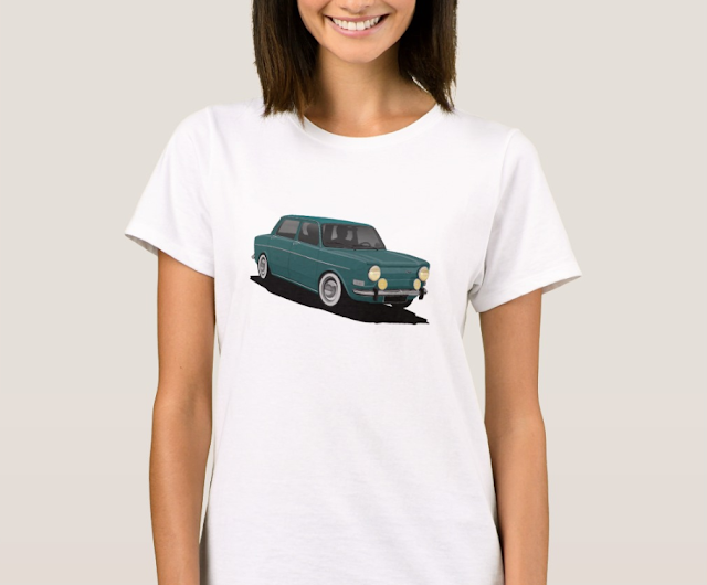 Classic car - Simca 1000 printed on T-shirt